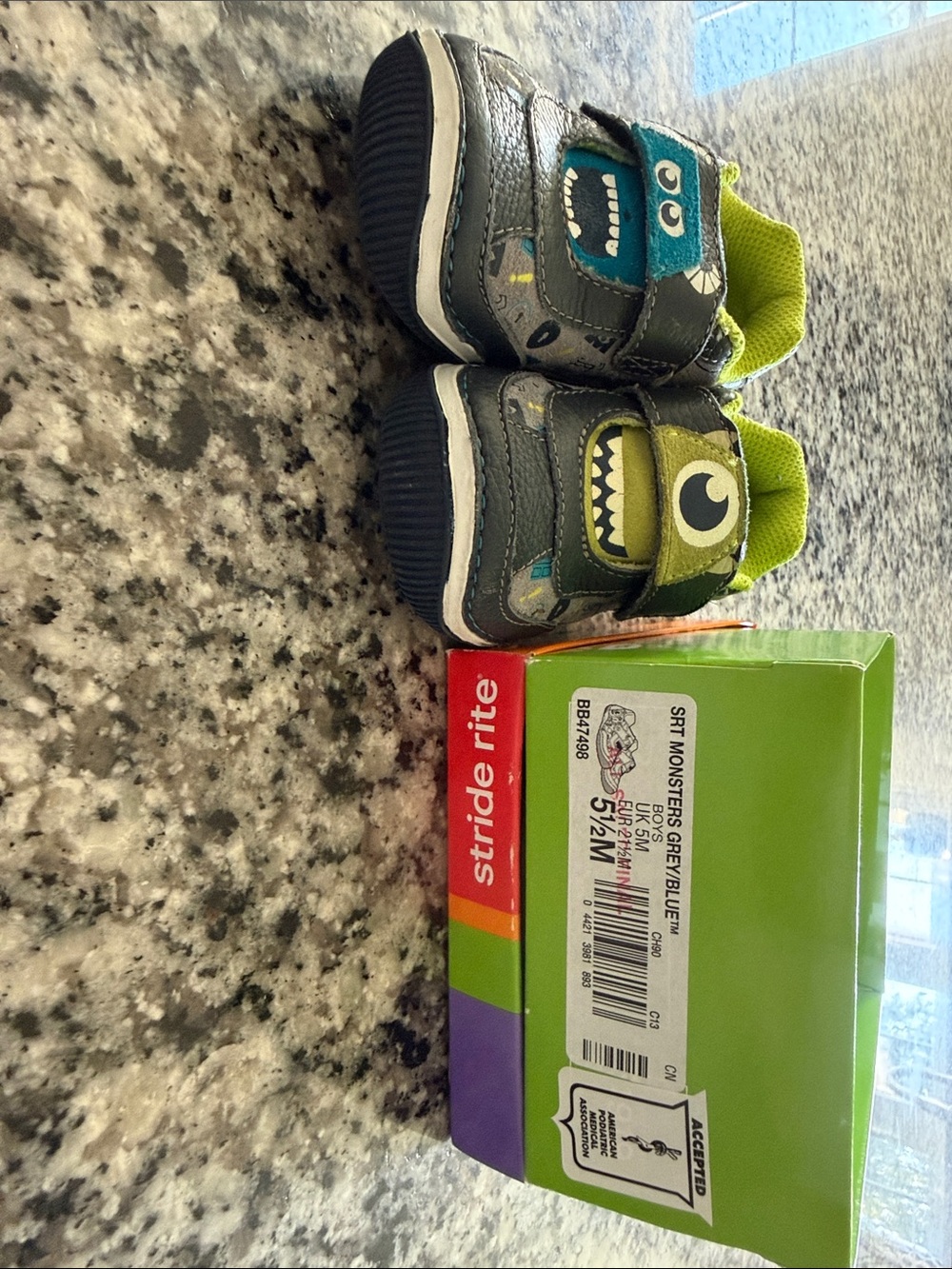 Stride Rite Monster Walker Sneakers - Gray, Green & Teal